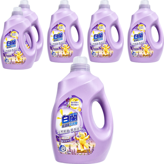白蘭 含熊寶貝馨香精華超濃縮洗衣精 愉悅鼠尾草, 2.5kg, 6桶