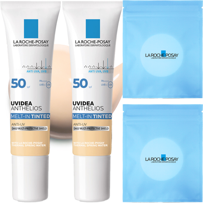 라로슈포제 유비데아 안뗄리오스 썬크림 멜트인 틴티드 SPF50+ PA++++ + 화장솜 30매, 2개