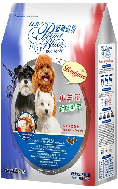 LCB 藍帶廚坊 成犬/全犬種用 乾飼料, 小羊排 + 新鮮野菜, 3.5kg, 1袋