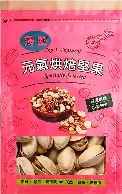 品鮮生活 薄鹽開心果 家庭號, 600g, 1包