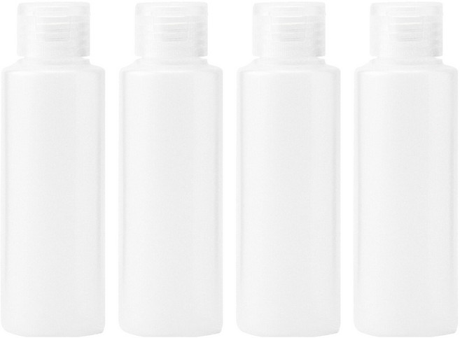 MUJI 無印良品 台灣公司貨 PE分裝瓶 OneTouch蓋 100ml, 透明色, 4個