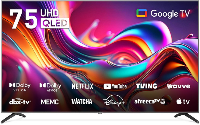 프리즘코리아 프리즘 190.5cm QLED 구글OS 스마트TV, 191cm(75인치), CP75G3Q, 무타공 벽걸이형(추가비용발생), 방문설치
