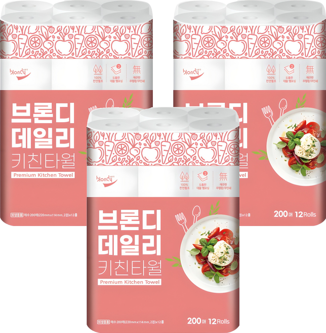 브론디 데일리 키친타월, 200매, 36개