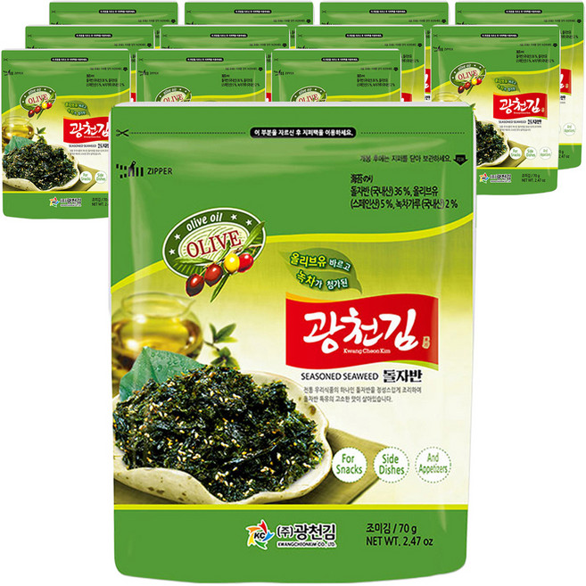 광천김 올리브 광천 돌자반 볶음, 70g, 12개