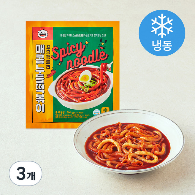 푸딩팩토리 매콤 누들떡볶이 (냉동), 500g, 3개