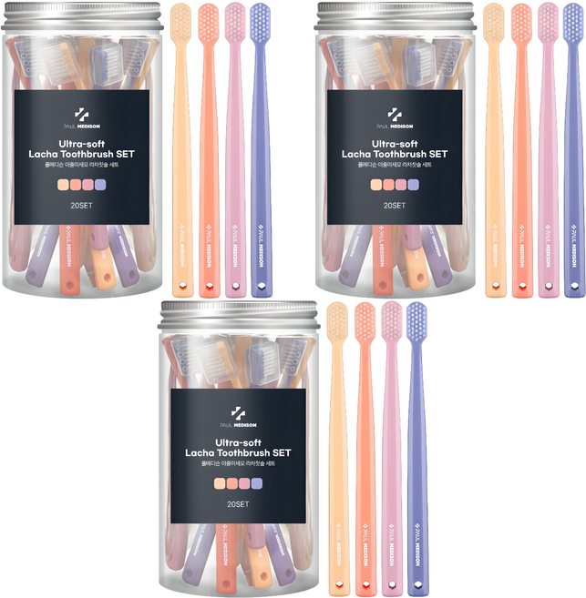 폴메디슨 이중미세모 라차칫솔 세트, 20개입, 3세트