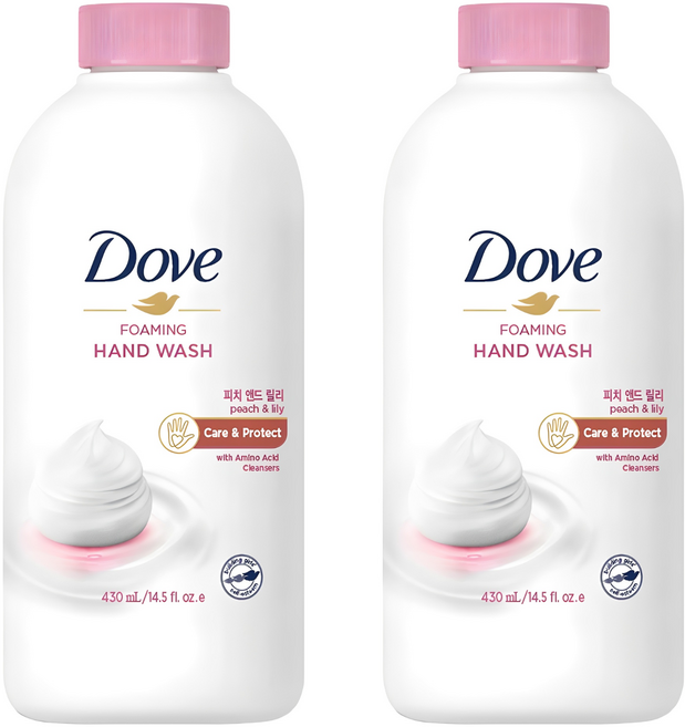 도브 포밍 핸드워시 피치 앤드 릴리 리필, 430ml, 2개
