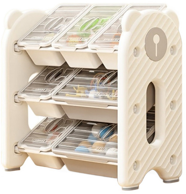 lilikoko 哩哩摳摳 萌熊鐵桿收納架 組合2, 3層, 玉蓮白