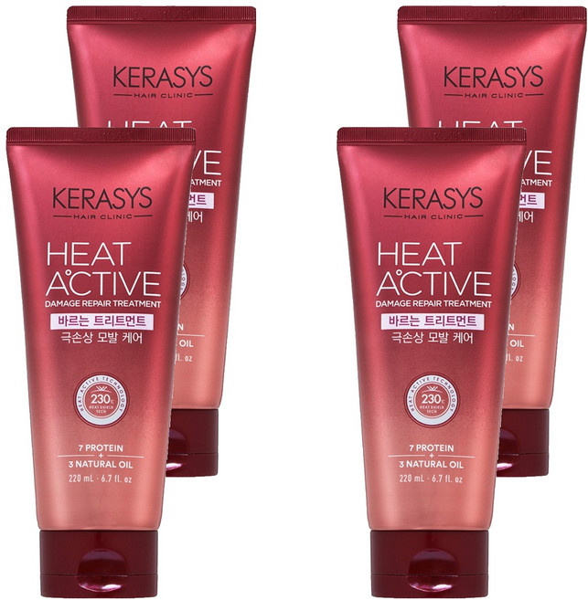 케라시스 히트 액티브 극손상 헤어 바르는 트리트먼트, 220ml, 4개