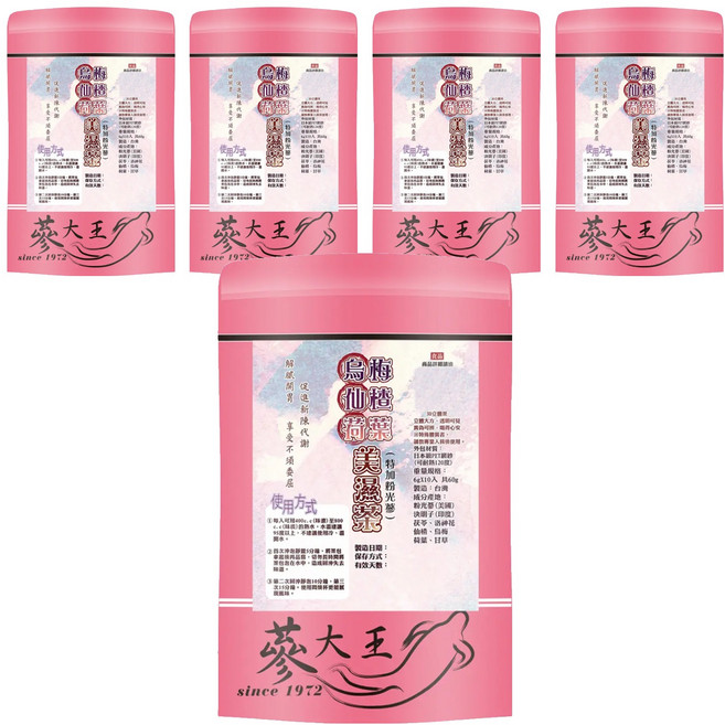 蔘大王 烏梅仙楂荷葉美濕茶包, 6g, 10包, 5袋