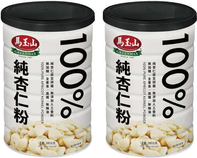 馬玉山 100%純杏仁粉, 380g, 2罐