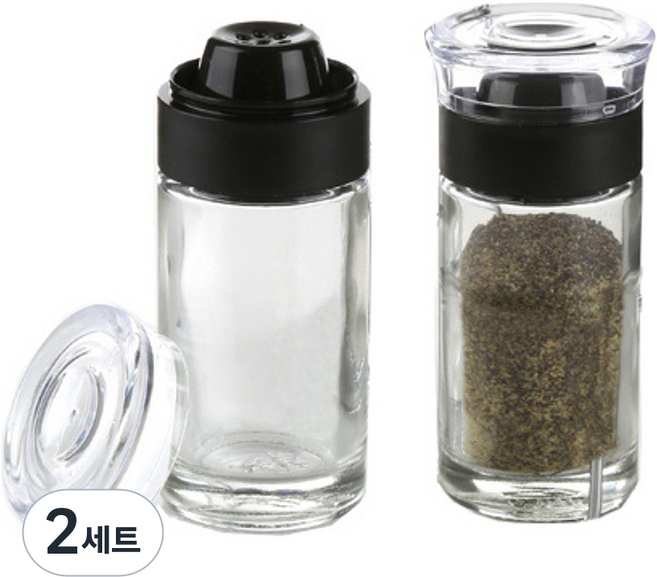 시노글라스 조미료통 블랙 2p, 50ml, 2세트