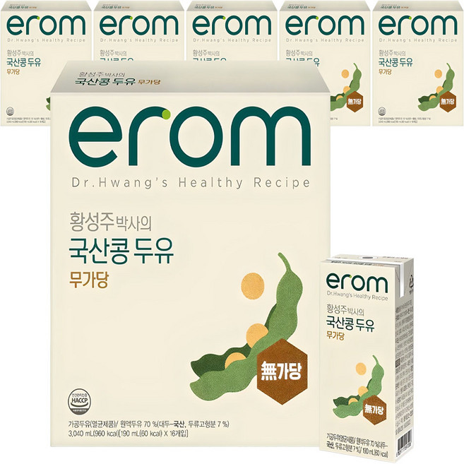 이롬 황성주 박사의 국산콩 두유 무가당, 190ml, 96개