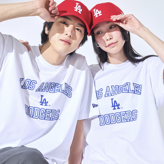 뉴에라 남녀공용 MLB 캠퍼스 로고 로스엔젤레스 다저스 오버핏 반팔 티셔츠 1517077