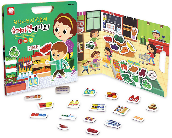 아리아띠 슈퍼마켓에 가요 자석학습보드, 혼합색상, 1개