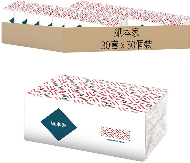 紙本家 抽取式衛生紙 100抽 款式隨機, 30套, 30個裝