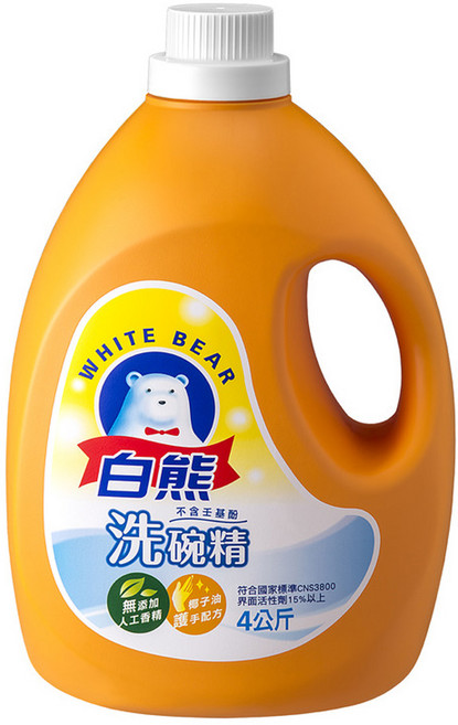 白熊 洗碗精, 4kg, 1桶