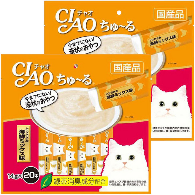 INABA CIAO 啾嚕 肉泥, 雞肉海鮮綜合, 280g, 2袋