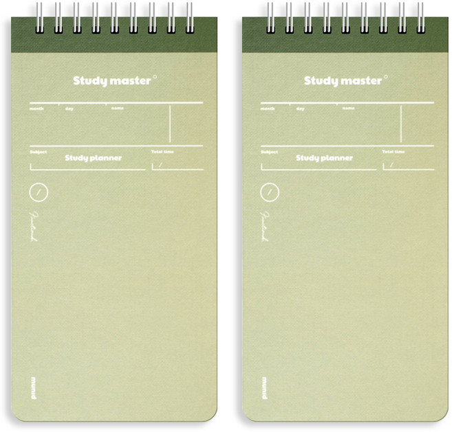 뮤니드 잇 스프링 만년 상철 100일 스터디 플래너 노트, 카키, 2개