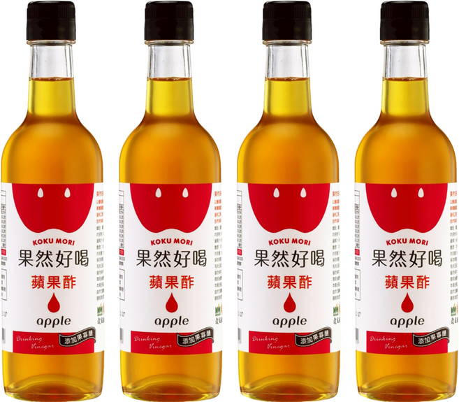 KOKUMORI 穀盛 果然好喝蘋果酢, 360ml, 4瓶