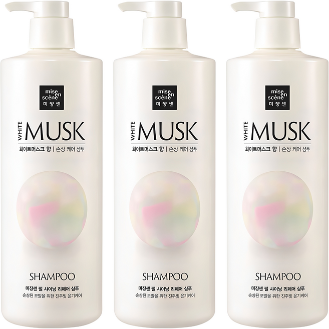 미쟝센 펄 샤이닝 리페어 샴푸 화이트머스크향, 1L, 3개