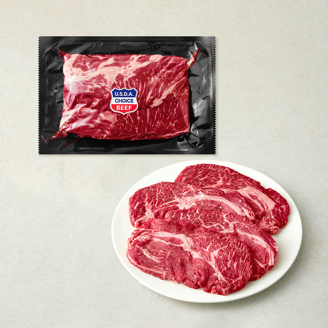 미국산 초이스 척아이롤 구이용 (냉장), 1kg, 1개