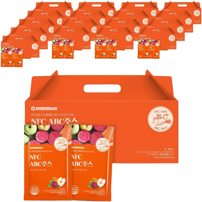 참앤들황토농원 NFC 착즙 ABC주스, 70ml, 540개
