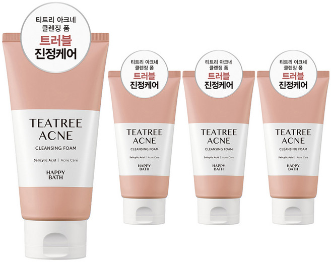 해피바스 티트리 아크네 클렌징 폼, 150g, 4개