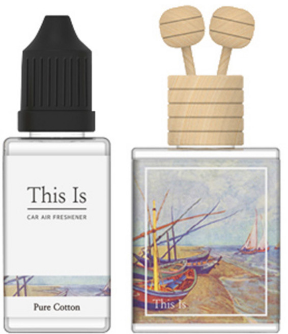 디스이즈명화 클립형 차량용 디퓨저 15ml 본품 + 30ml 리필 세트, 코튼어라운드, 1세트