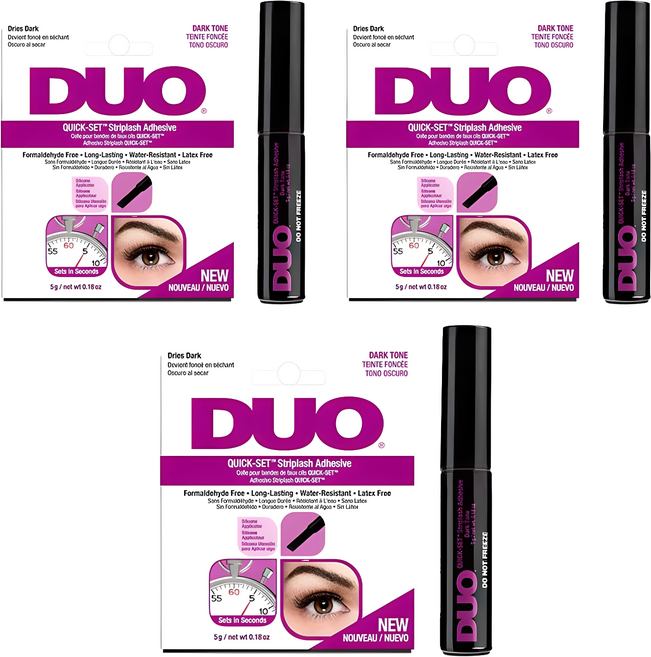 듀오 퀵셋 속눈썹 접착제, 다크, 3개