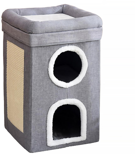 DING DONG PET Nest 坐墊貓抓板雙層屋, 灰色, 1個