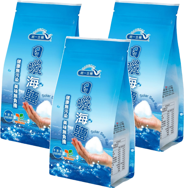 統一生機 海鹽, 450g, 3包