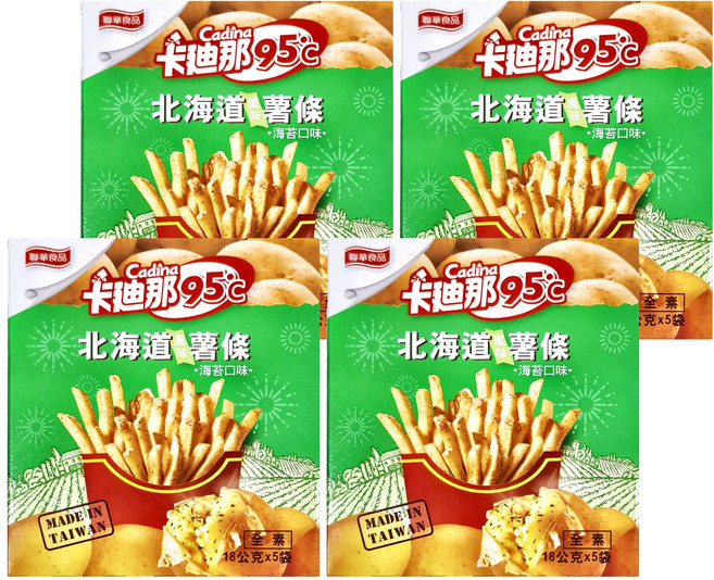 Cadina 卡迪那 95度c鮮脆薯條5件組 海苔口味, 90g, 4包