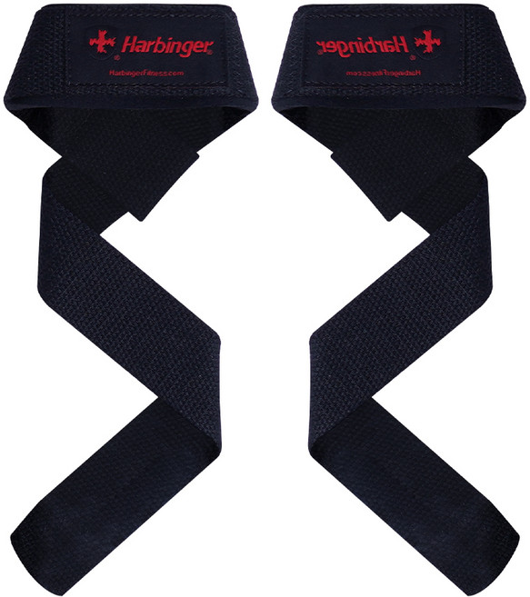 하빈져 패디드 코튼 리프팅 헬스 스트랩, 블랙, 1세트