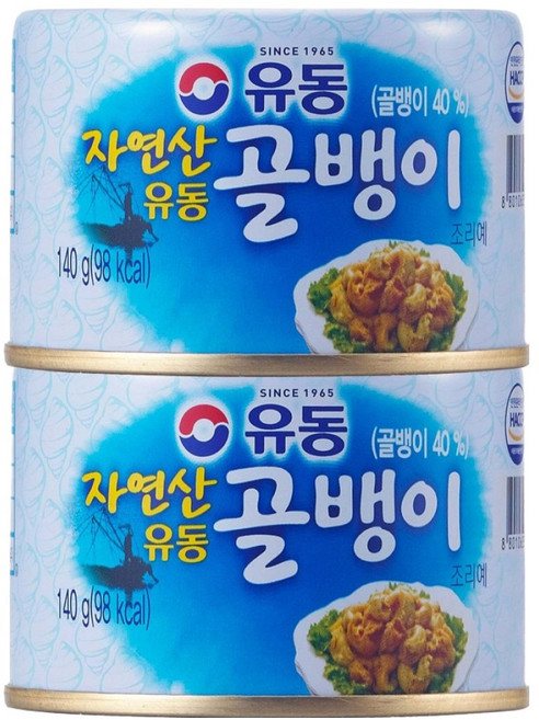 유동 자연산 골뱅이 통조림, 140g, 2개