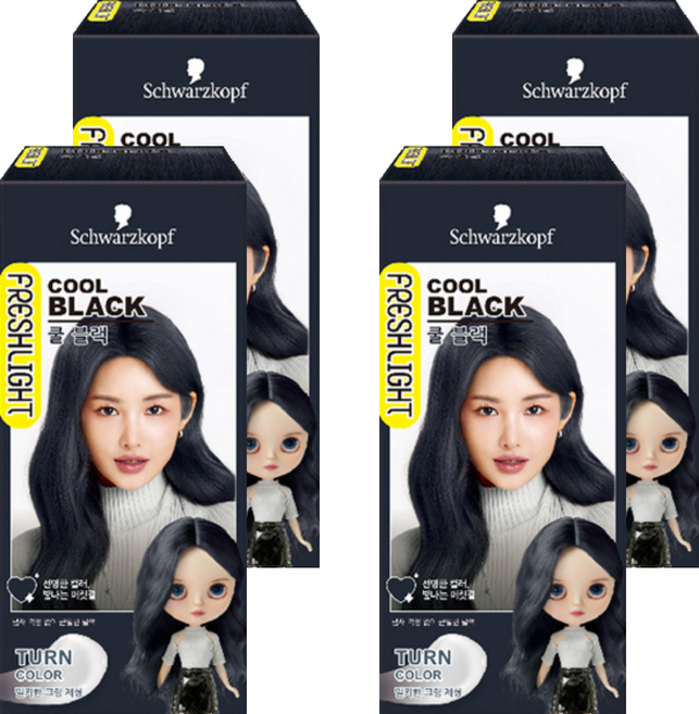 FRESHLIGHT 富麗絲 變色染髮劑, 冷酷黑色, 4個