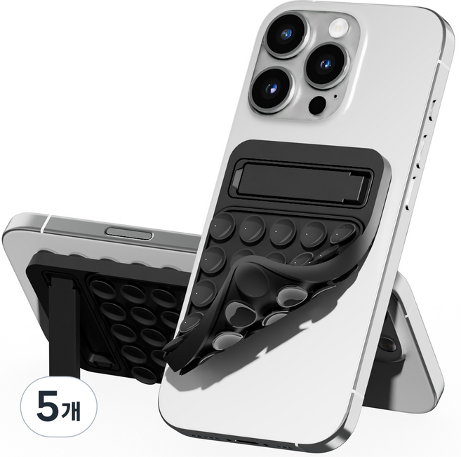 누아트 흡착패드 실리콘 양면 흡착식 멀티 부착 거치대, 블랙, 5개