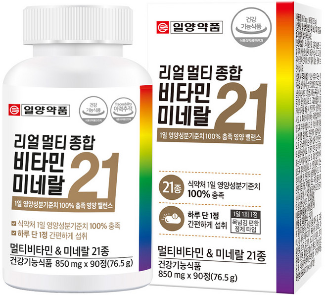 일양약품 리얼 멀티 종합 비타민 미네랄 21, 90정, 1개