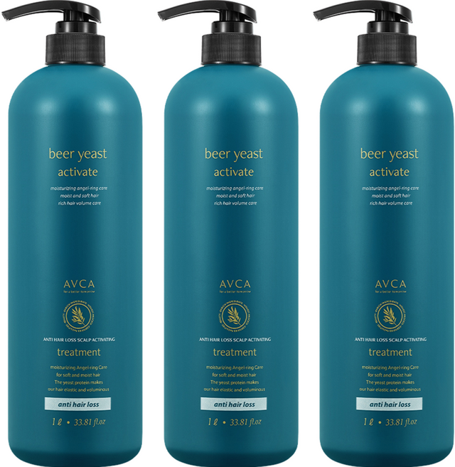 아브카 맥주효모 두피케어 탈모증상완화 트리트먼트, 1L, 3개