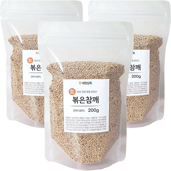 대현상회 볶은 참깨, 200g, 3개