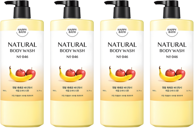 해파바스 내추럴 정말 촉촉한 바디워시 프루티 향, 900g, 4개