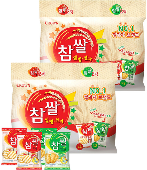 크라운 참쌀 설병 128g x 2p + 선과 115g x 2p, 2세트