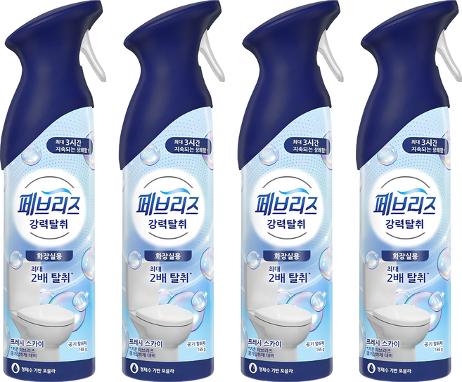 페브리즈 에어 화장실용 탈취제 프레시 스카이 본품, 165g, 4개