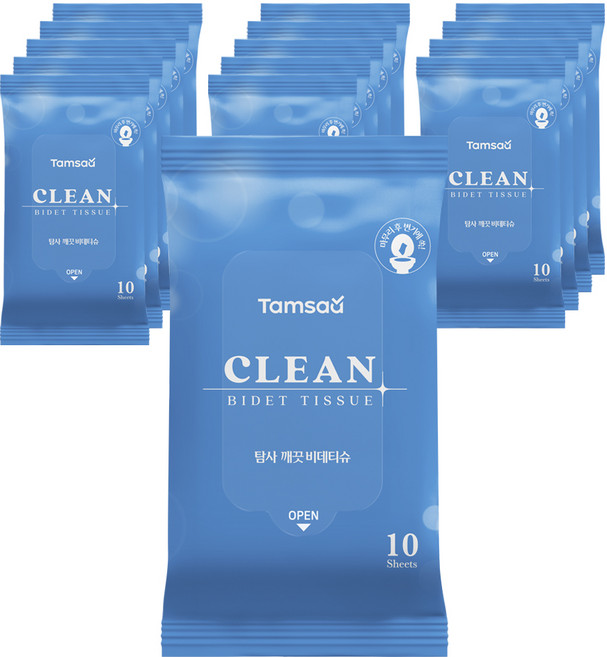 탐사 깨끗 비데티슈 여행용 휴대형, 10매, 15개