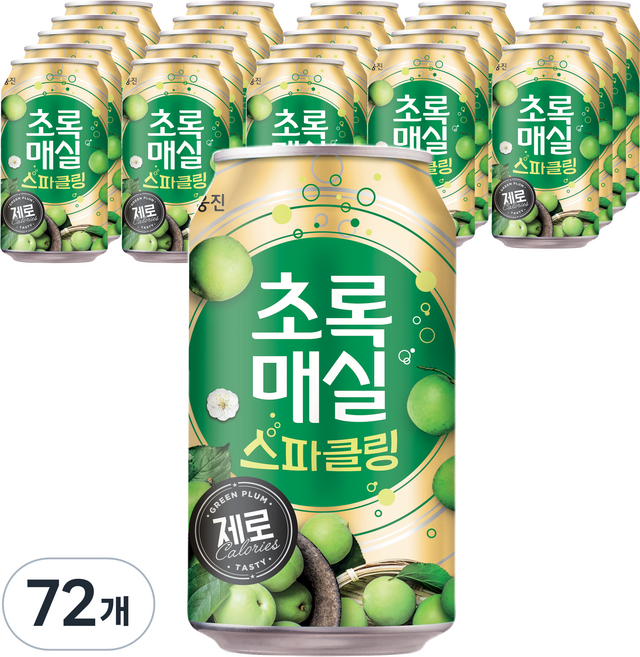 초록매실 스파클링 제로 캔, 350ml, 72개