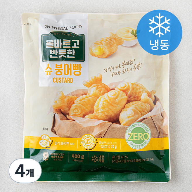 올반 올바르고 반듯한 슈 붕어빵 (냉동), 400g, 1개입, 4개