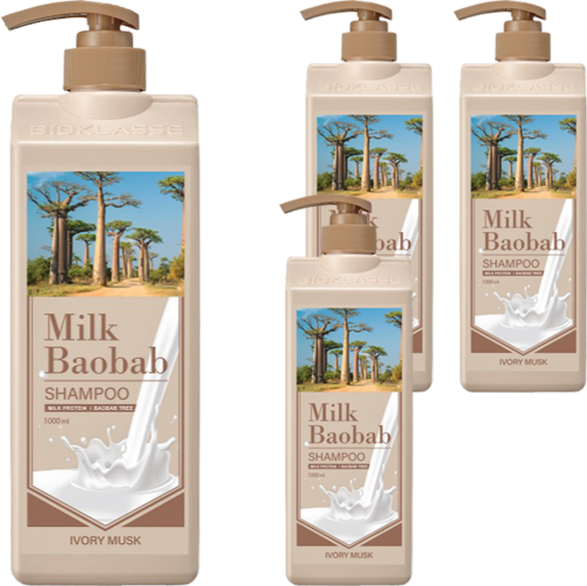 밀크바오밥 샴푸 아이보리머스크향, 1L, 4개