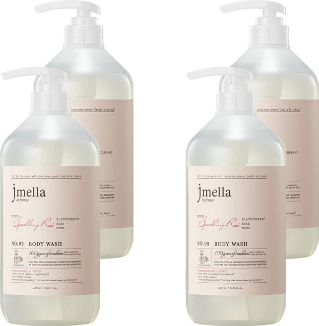 jmella 法式漫舞香水沐浴乳 No.05 Sparkling Rose, 1L, 4瓶