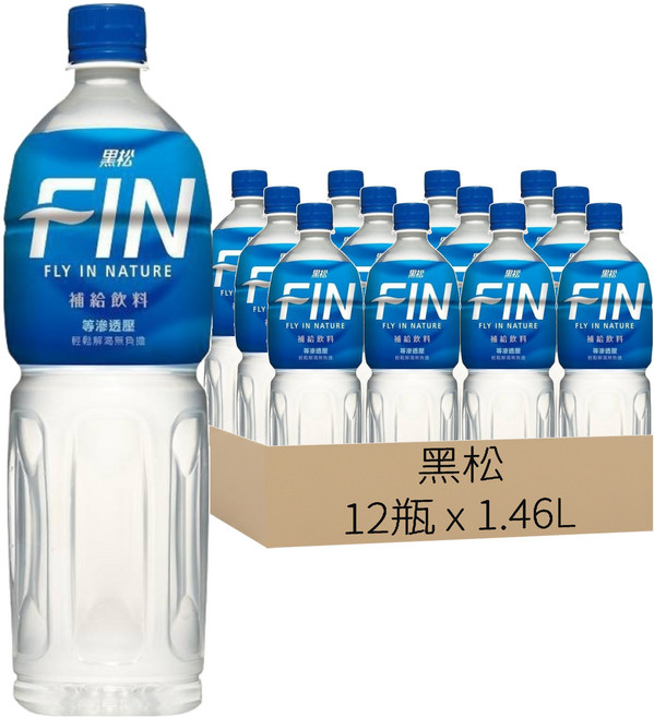 黑松 FIN 補給飲料 補充水分及電解質 等滲透壓設計 低熱量配方, 1.46L, 12瓶