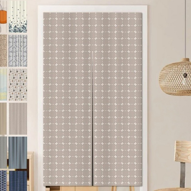 BonBon naturel 侘寂風日式長門簾 150 x 85cm 1條 (中間有開) 100%聚酯纖維, 春暮 灰棕色